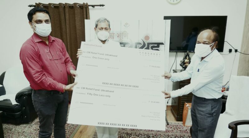 पंचायती राज विभाग ने 1 करोड़ 51 लाख दिए कोविड 19 को -सी एम !